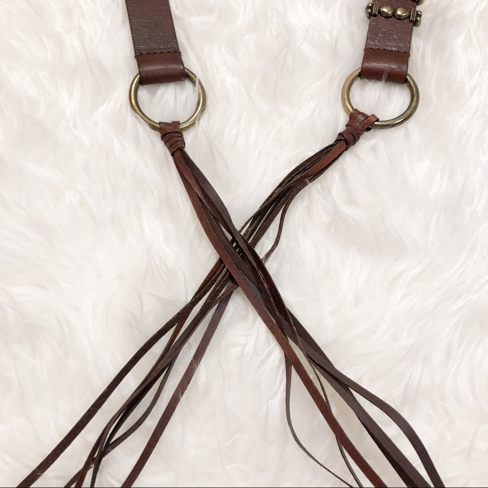 Brown Studded Fringe Women's Belt - Picture 5 of 8
